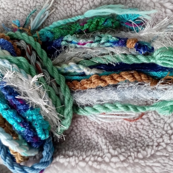 Blue Green Tan Cream Earthy Yarnfall - Picture 8 of 10